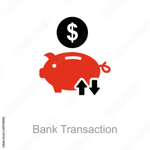 Bank Transaction and bank icon concept
