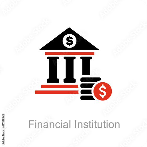 Financial Institution and bank icon concept