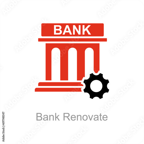 Bank Renovate and bank icon concept