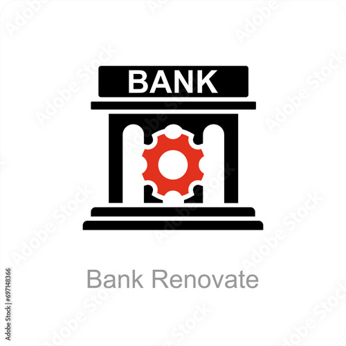 Bank Renovate and bank icon concept