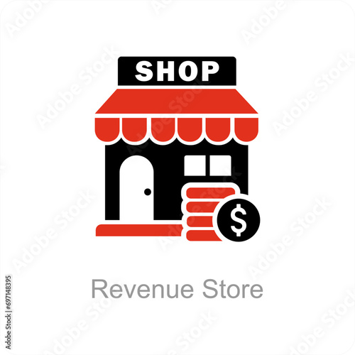 Revenue Store and shop icon concept