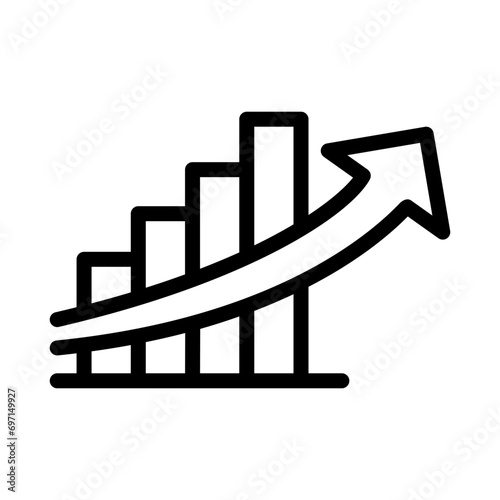 increasing growth graph. Growth icon in line style