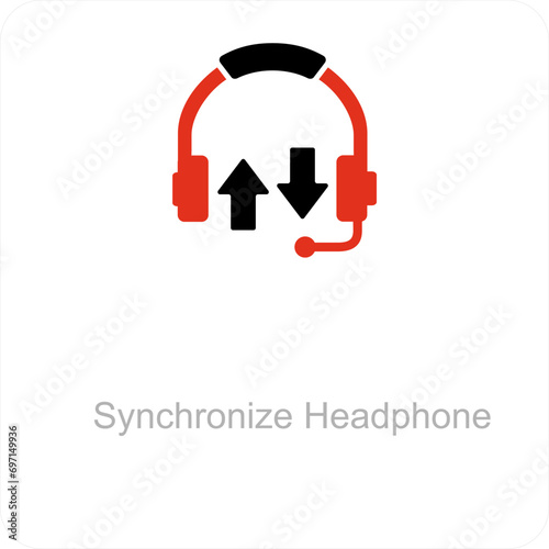 Synchronize Headphone and sync icon concept
