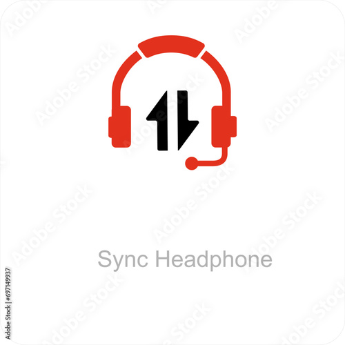 Synch Headphone and Synchronize icon concept