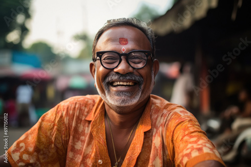 indian Sadhu or Holy Man wearing eyeglasses