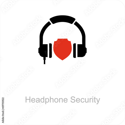 Headphone Security and headphone icon concept