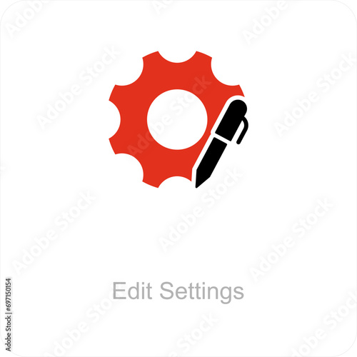 Edit Settings and settings icon concept