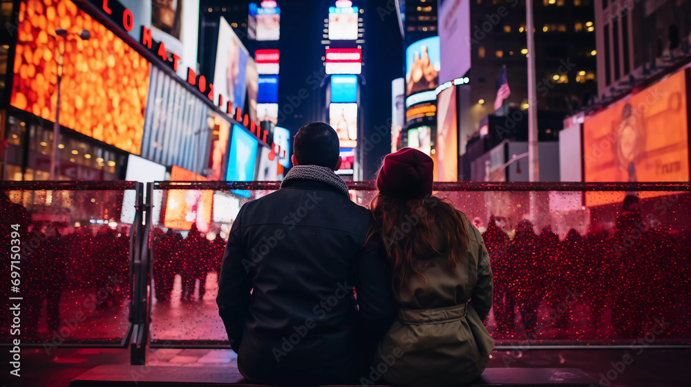 Couple counting down to the New Year in Times Square. Couple counting down to the New Year in Times Square.