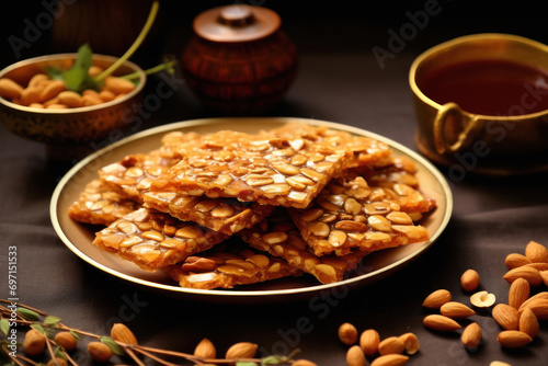 Indian sweet mithai made from groundnut peanut and jaggery