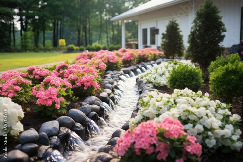 Wallpaper Mural Eco-friendly Automatic garden watering system sunset. Outdoor lawn. Generate Ai Torontodigital.ca