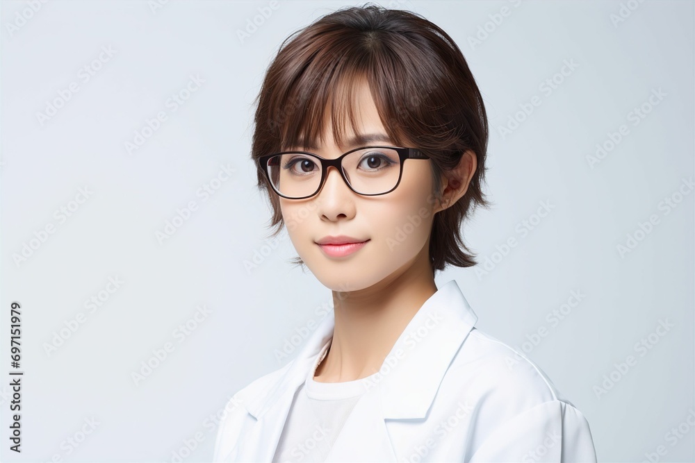 白衣を着た日本人女性（背景なし・医者・医師・女医・歯科医師・薬剤師）