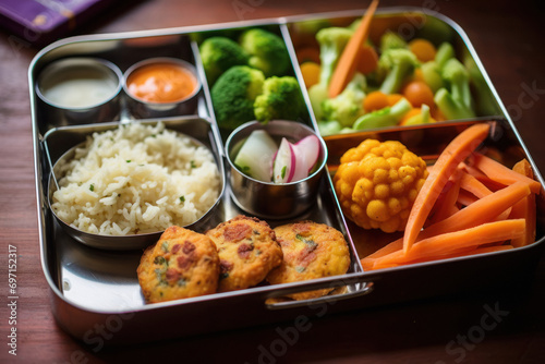 Traditional Indian Food or veg thali photo