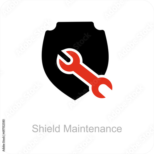 Shield Maintenance and repair icon concept