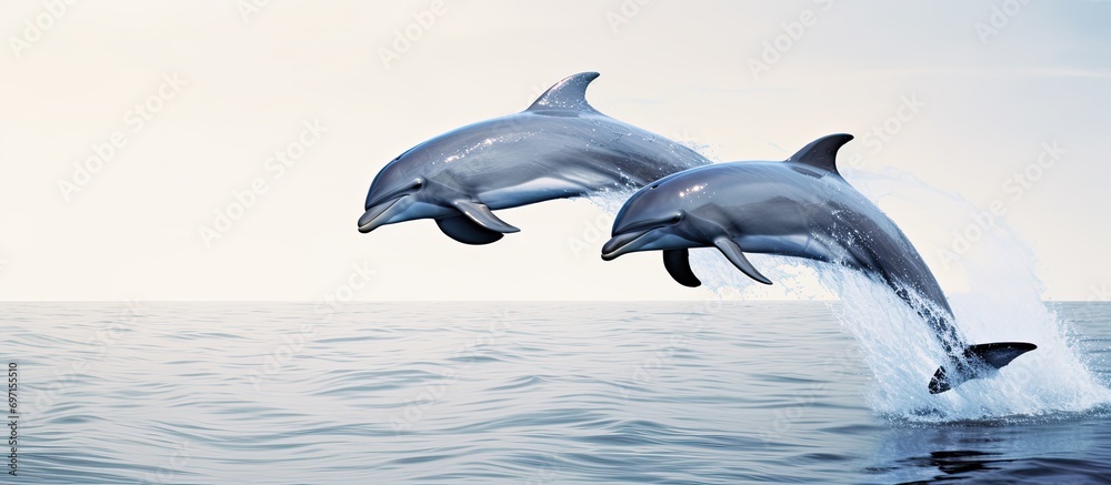 Fototapeta premium Dolphin duo leaping
