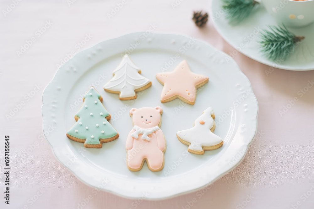 christmas cookies on a plate pastel christmas cookies on a plate pastel