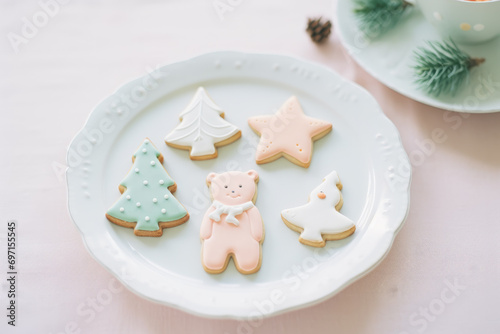 christmas cookies on a plate pastel