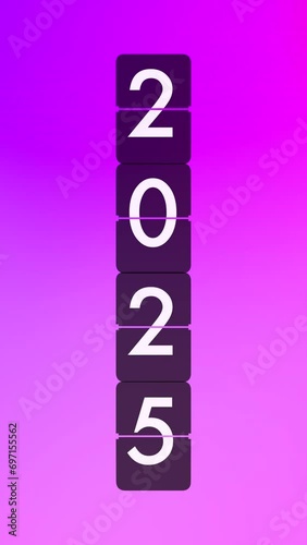 Mechanical flip clock switches from year 2020 to 2025