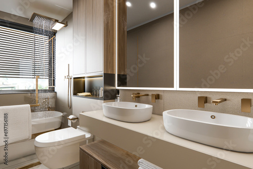 3d rendering modern bathroom interior design 
