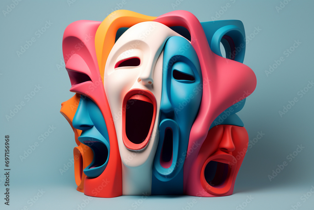 Human emotions 3d background illustration - obrazy, fototapety, plakaty 