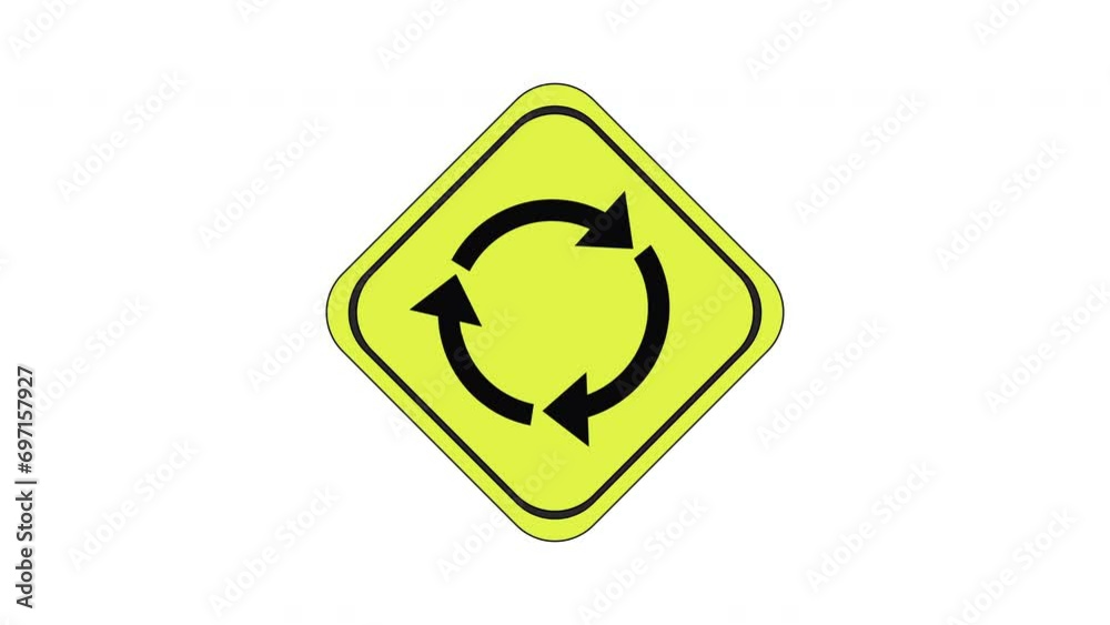 The animation forms a circular road traffic sign icon The animation forms a circular road traffic sign icon
