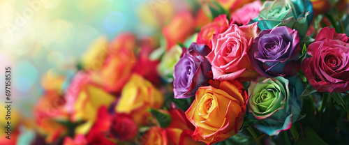 Rainbow roses bouquet background for LGBT love