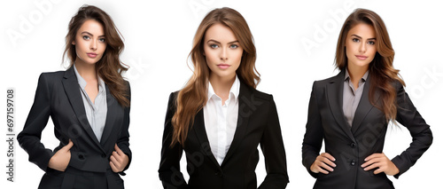 Collection of portrait of a elegant luxury beautiful businesswoman on isolate transparency background, PNG