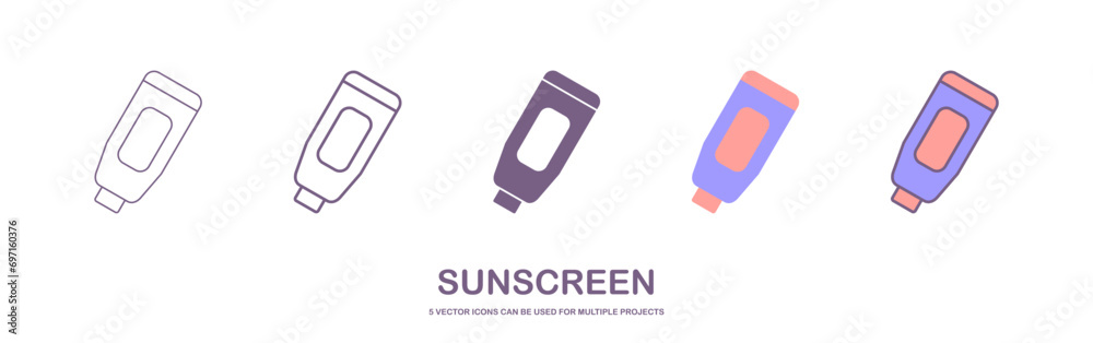 Sunscreen icon on white background. Vector illustration in trendy flat style. Sunscreen icon on white background. Vector illustration in trendy flat style.
