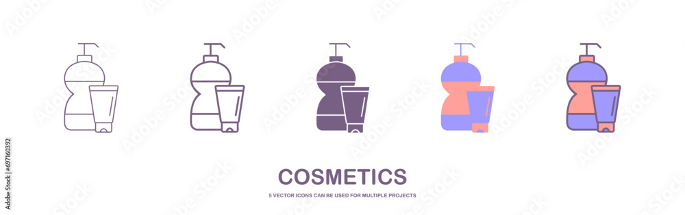 Fototapeta premium Cosmetic icons collection. Beauty, makeup, lotion, deodorant icon.
