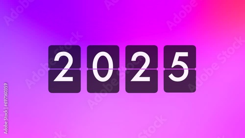 Mechanical flip clock switches from year 2020 to 2025