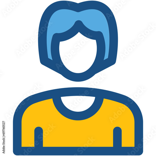 Young Girl Line Vector Icon