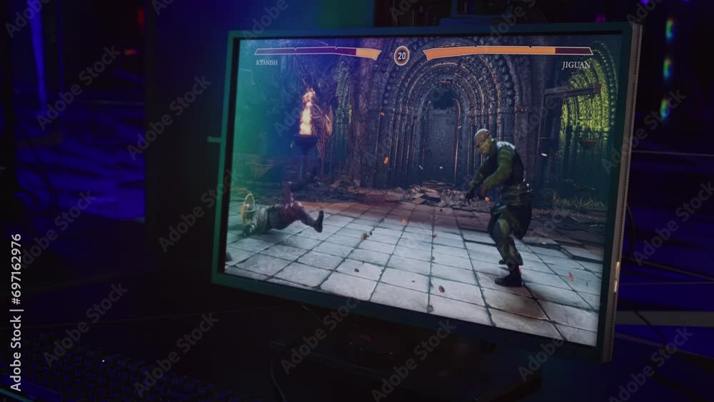 Animation of the modern fighting simulator game displayed on a computer ...