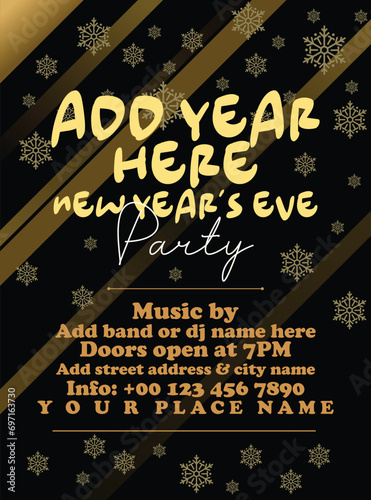 New year's eve party flyer poster or social media post design