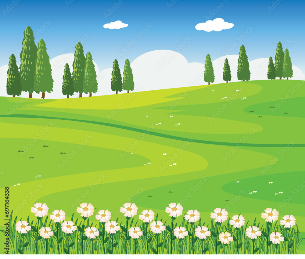 Fototapeta premium landscape with grass and sky artwork