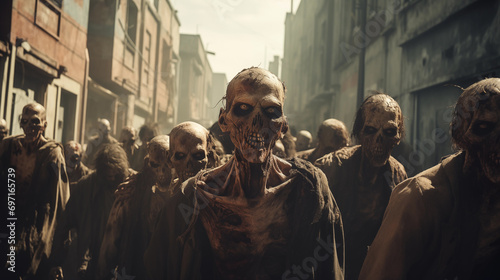 Zombie Horde Roams Through an Abandoned City © Rajko