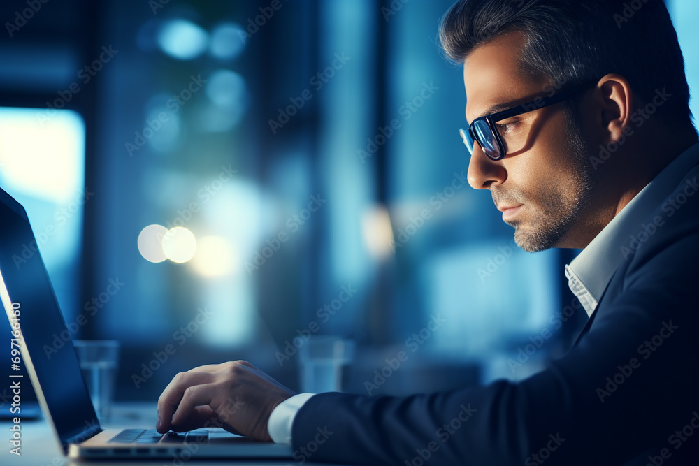 a closeup of businessman using laptop a closeup of businessman using laptop