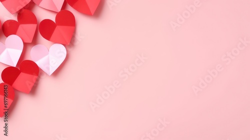 Photo of a paper heart shape on a pink background.
