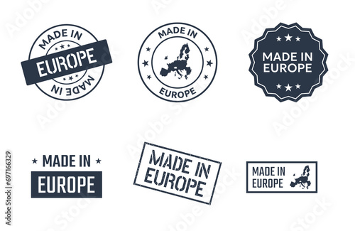made in Europe labels set, European Union product icons