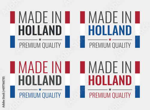 made in Netherlands labels set, Holland product icons