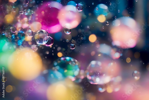 Multicolor bokeh, raining light, blurry lights, blurry background, rainbow confetti -generative ai