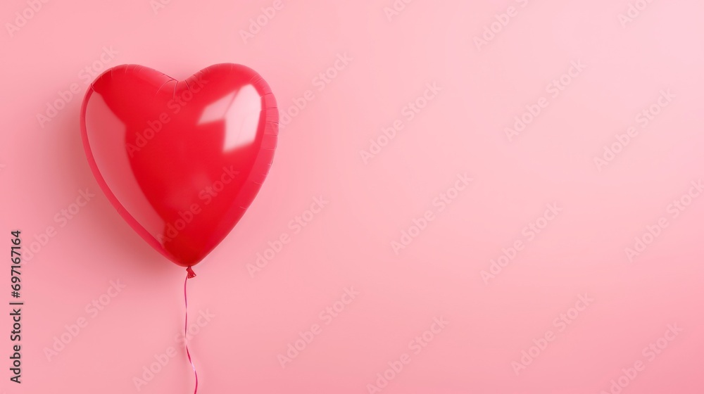 Flying heart balloons, pink background. Generative AI