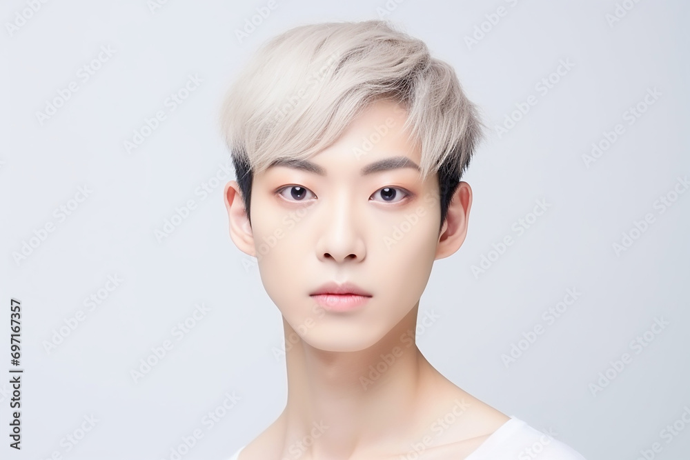 Young asian man Genderless makeup Men's cosmetics Beauty salon