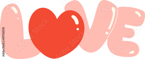 Cute Valentine love word illustration