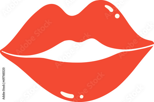 Cute Valentine red lip illustration