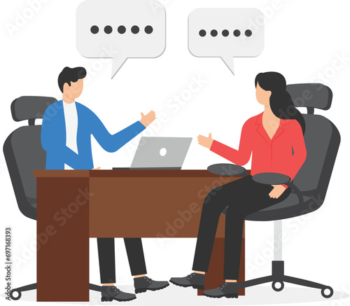 Two businessmen sitting opposite each other in formal sitting in one-to-one business meeting

