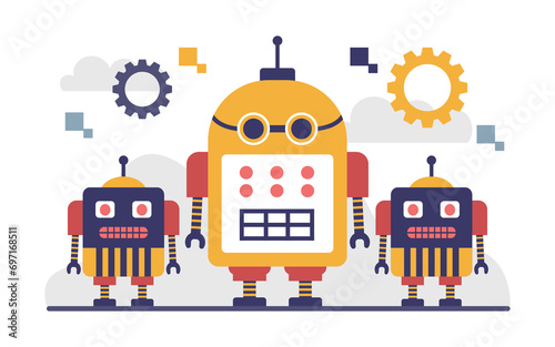 Artificial intelligence Technology or AI Flat Concept Illustration 