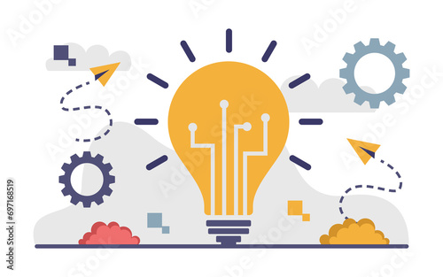 Artificial intelligence Technology or AI Flat Concept Illustration 