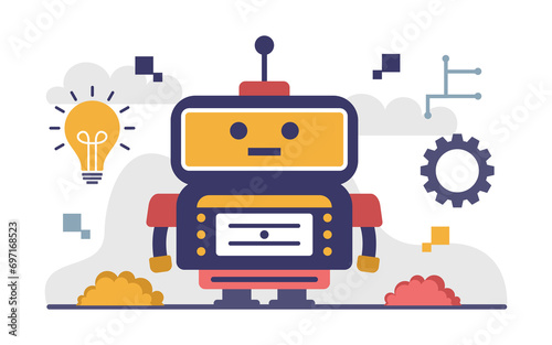 Artificial intelligence Technology or AI Flat Concept Illustration 