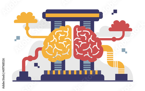 Artificial intelligence Technology or AI Flat Concept Illustration 