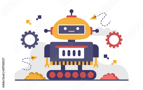 Artificial intelligence Technology or AI Flat Concept Illustration 