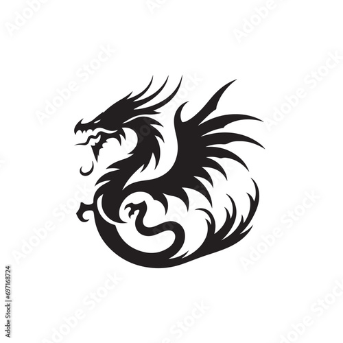 Subtle Dragon Silhouette - Minimalistic Artistry Focusing on the Unique Features and Mystique of Dragons in a Contemporary Style Dragon Silhouette 
